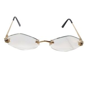 Cartier Panthere Rimless Optical Glasses Gold Black Geometric Luxury Eyewear